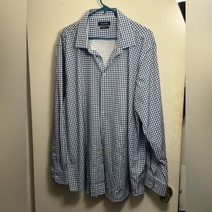 Nautica Men's Blue and White Checkered Shirt